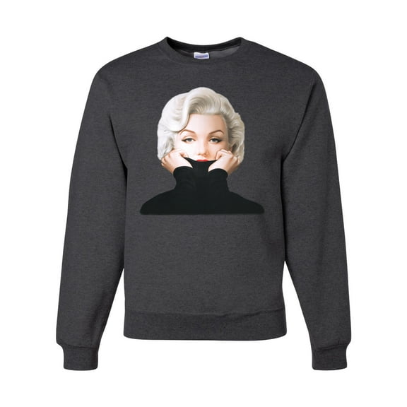 Wild Bobby, Hip Marilyn Monroe Portrait Classic Beauty Pose, Famous People, Unisex Crewneck Graphic Sweatshirt, Heather Black, X-Large