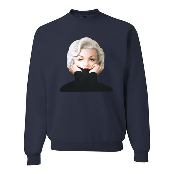 Wild Bobby, Hip Marilyn Monroe Portrait Classic Beauty Pose, Famous People, Unisex Crewneck Graphic Sweatshirt, Navy, Small