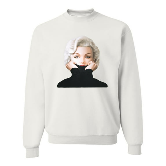 Wild Bobby, Hip Marilyn Monroe Portrait Classic Beauty Pose, Famous People, Unisex Crewneck Graphic Sweatshirt, White, XX-Large
