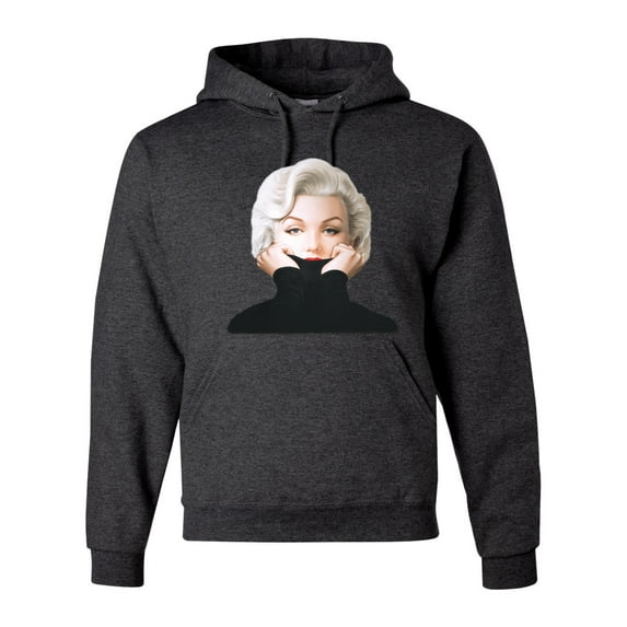 Wild Bobby, Hip Marilyn Monroe Portrait Classic Beauty Pose, Famous People, Unisex Graphic Hoodie Sweatshirt, Heather Black, Large