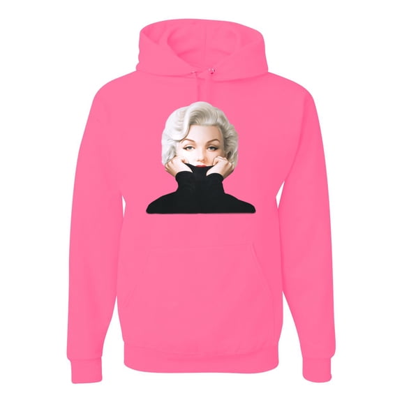 Wild Bobby, Hip Marilyn Monroe Portrait Classic Beauty Pose, Famous People, Unisex Graphic Hoodie Sweatshirt, Neon Pink, Large