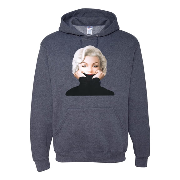 Wild Bobby, Hip Marilyn Monroe Portrait Classic Beauty Pose, Famous People, Unisex Graphic Hoodie Sweatshirt, Vintage Heather Navy, Large