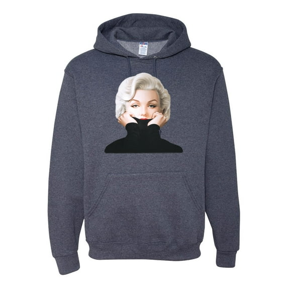 Wild Bobby, Hip Marilyn Monroe Portrait Classic Beauty Pose, Famous People, Unisex Graphic Hoodie Sweatshirt, Vintage Heather Navy, Medium