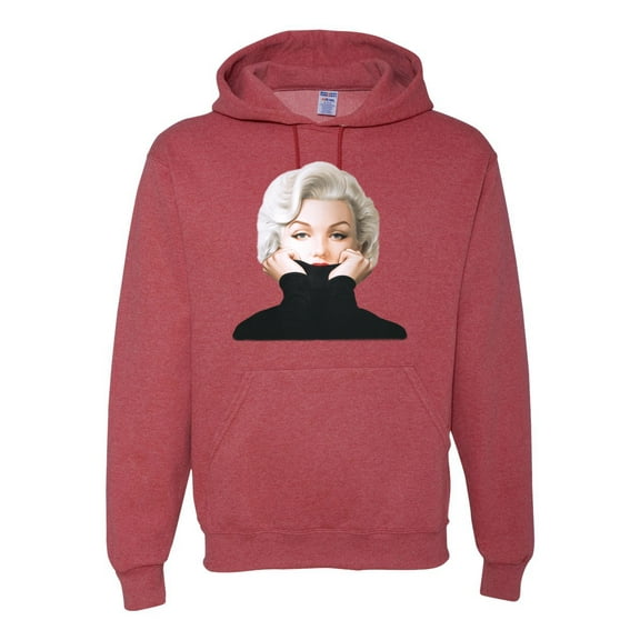 Wild Bobby, Hip Marilyn Monroe Portrait Classic Beauty Pose, Famous People, Unisex Graphic Hoodie Sweatshirt, Vintage Heather Red, Large