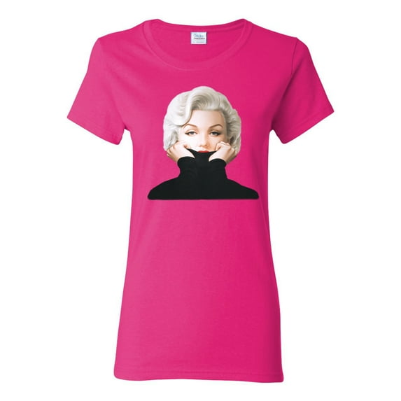 Wild Bobby, Hip Marilyn Monroe Portrait Classic Beauty Pose, Famous People, Women Graphic Tee, Fuschia, Small