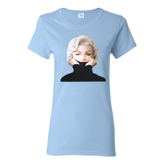 Wild Bobby, Hip Marilyn Monroe Portrait Classic Beauty Pose, Famous People, Women Graphic Tee, Light Blue, 3X-Large