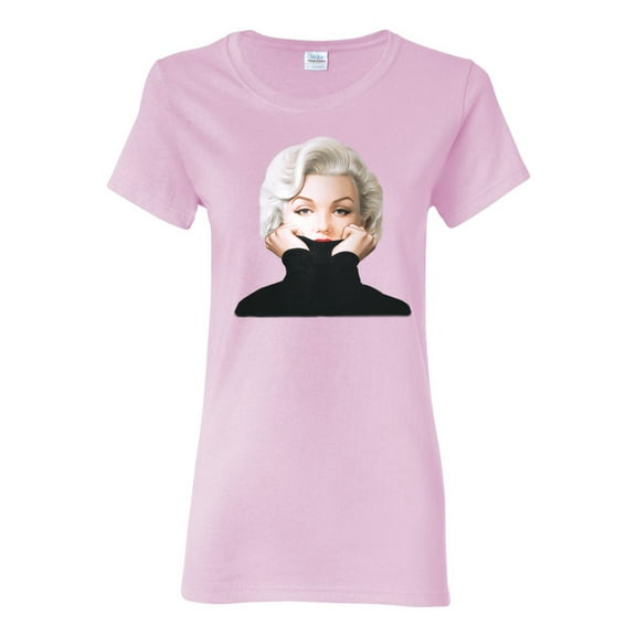 Wild Bobby, Hip Marilyn Monroe Portrait Classic Beauty Pose, Famous People, Women Graphic Tee, Light Pink, Small
