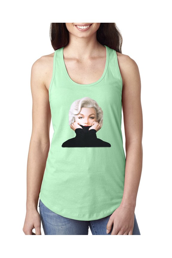 , Hip Marilyn Monroe Portrait Classic Beauty Pose, Famous People, Women Racerback Tank Top, Mint, Large