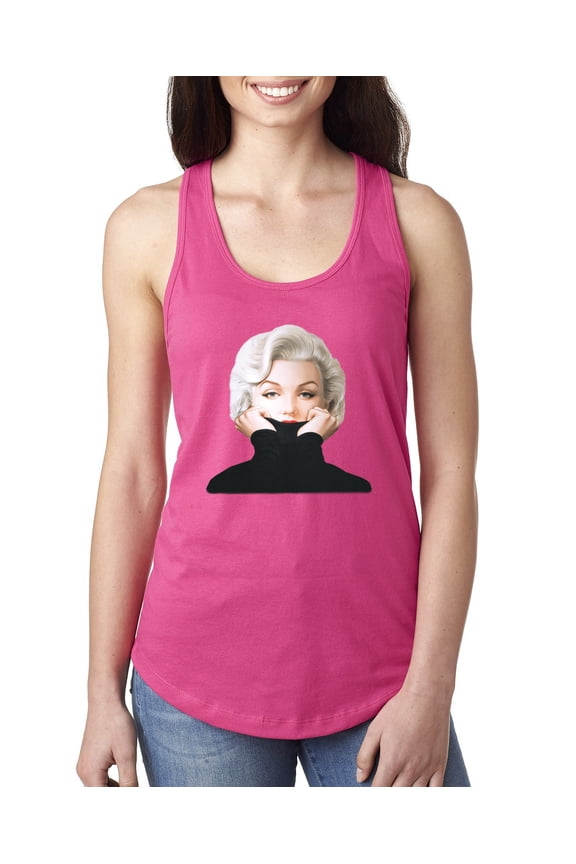 , Hip Marilyn Monroe Portrait Classic Beauty Pose, Famous People, Women Racerback Tank Top, Raspberry, X-Large