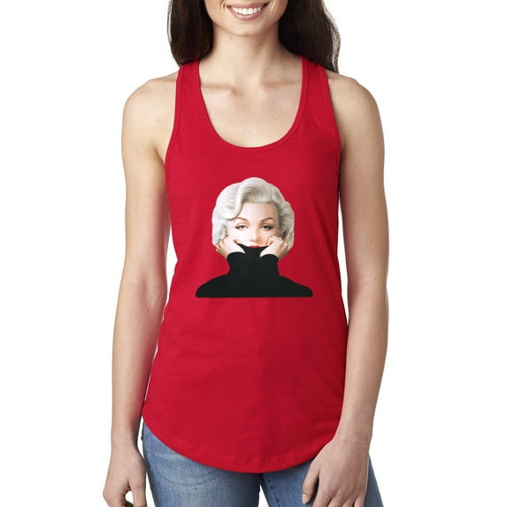 Wild Bobby, Hip Marilyn Monroe Portrait Classic Beauty Pose, Famous People, Women Racerback Tank Top, Red, Large