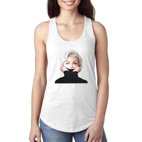 Wild Bobby, Hip Marilyn Monroe Portrait Classic Beauty Pose, Famous People, Women Racerback Tank Top, White, X-Large