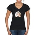 thumbnail image 1 of Wild Bobby, Hip Marilyn Monroe Portrait Classic Beauty Pose, Famous People, Women Standard V-Neck Tee, Black, Small, 1 of 4