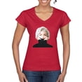 thumbnail image 1 of Wild Bobby, Hip Marilyn Monroe Portrait Classic Beauty Pose, Famous People, Women Standard V-Neck Tee, Red, Large, 1 of 4
