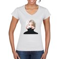 thumbnail image 1 of Wild Bobby, Hip Marilyn Monroe Portrait Classic Beauty Pose, Famous People, Women Standard V-Neck Tee, White, Large, 1 of 4