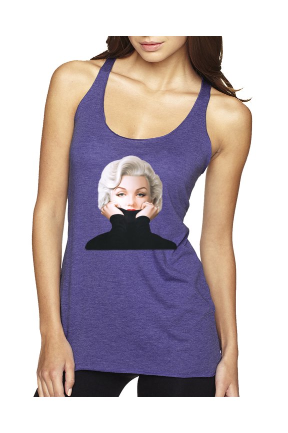 , Hip Marilyn Monroe Portrait Classic Beauty Pose, Famous People, Women Tri-Blend Racerback Tank Top, Purple Rush, X-Large