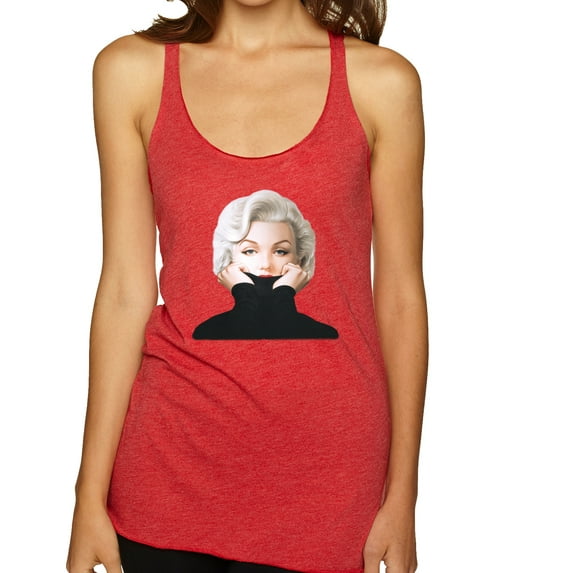 Wild Bobby, Hip Marilyn Monroe Portrait Classic Beauty Pose, Famous People, Women Tri-Blend Racerback Tank Top, Vintage Red, Medium