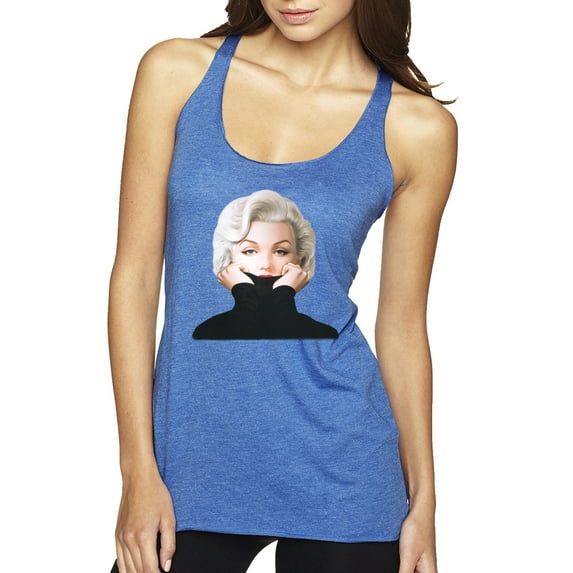 Wild Bobby, Hip Marilyn Monroe Portrait Classic Beauty Pose, Famous People, Women Tri-Blend Racerback Tank Top, Vintage Royal, Small