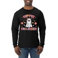 thumbnail image 1 of Wild Bobby Hippie Halloween Ghost Bats Stars Halloween Pink Orange Purple Halloween Halloween Men Long Sleeve Shirt, Black, Small, 1 of 6