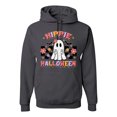 thumbnail image 1 of Wild Bobby Hippie Halloween Ghost Bats Stars Halloween Pink Orange Purple Halloween Halloween Unisex Hoodie Sweatshirt, Charcoal, Large, 1 of 6