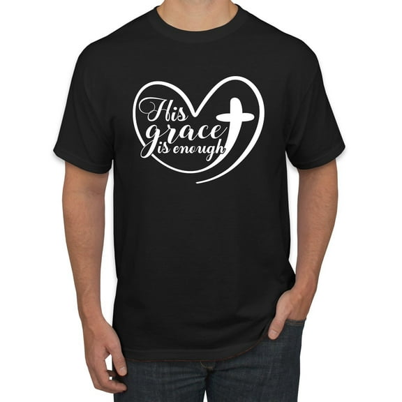 Wild Bobby His Grace Is Enough Heart Inspirational/Christian Men Graphic Tee, Black, Small