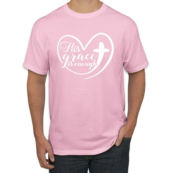 Wild Bobby His Grace Is Enough Heart Inspirational/Christian Men Graphic Tee, Light Pink, Large