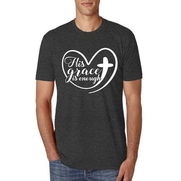 Wild Bobby His Grace Is Enough Heart Inspirational/Christian Men Premium Tri Blend Tee, Vintage Black, X-Large