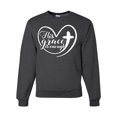 thumbnail image 1 of Wild Bobby His Grace Is Enough Heart Inspirational/Christian Unisex Crewneck Graphic Sweatshirt, Heather Black, 3X-Large, 1 of 5