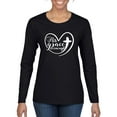 thumbnail image 1 of Wild Bobby His Grace Is Enough Heart Inspirational/Christian Women Graphic Long Sleeve Tee, Black, Small, 1 of 5