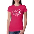 thumbnail image 1 of Wild Bobby, His Grace Is Enough Heart Inspirational/Christian Women Slim Fit Junior Tee, Raspberry, Small, 1 of 5