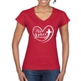 thumbnail image 1 of Wild Bobby His Grace Is Enough Heart Inspirational/Christian Women Standard V-Neck Tee, Red, XX-Large, 1 of 5