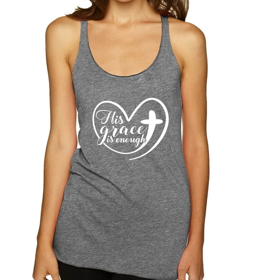 Wild Bobby His Grace Is Enough Heart Inspirational/Christian Women Tri-Blend Racerback Tank Top, Premium Heather, X-Large