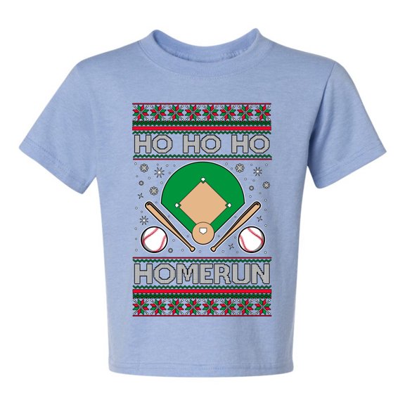 Wild Bobby Ho Ho Ho Homerun, Baseball Fan Christmas Design Christmas Sweater Design | Holiday Unisex Boys Girls Graphic Youth T-Shirt