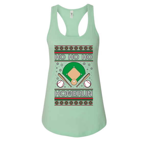 Wild Bobby Ho Ho Ho Homerun, Baseball Fan Christmas Design Sweater | Holiday Women Racerback Tank Top