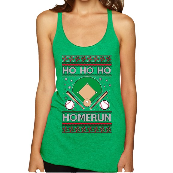 Wild Bobby Ho Ho Ho Homerun, Baseball Fan Christmas Design Sweater | Holiday Women Tri-Blend Racerback Tank Top