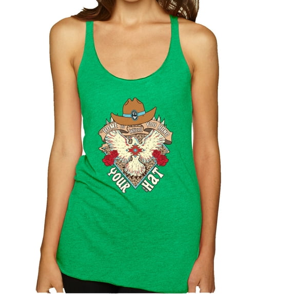 Wild Bobby Home Is Where You Hang Your Hat Country Eagle Pop Culture Women Tri-Blend Racerback Tank Top, Envy, Medium
