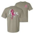thumbnail image 1 of Wild Bobby, Hope Breast Cancer Ribbon, Breast Cancer Awareness, Front and Back Garment-Dyed Washed Look Short Sleeve Tees, Sand, XX-Large, 1 of 1