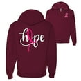 thumbnail image 1 of Wild Bobby, Hope Breast Cancer Ribbon, Breast Cancer Awareness, Front and Back Graphic Zip Up Hoodie Sweatshirt, Maroon, Small, 1 of 4