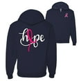 thumbnail image 1 of Wild Bobby, Hope Breast Cancer Ribbon, Breast Cancer Awareness, Front and Back Graphic Zip Up Hoodie Sweatshirt, Navy, Large, 1 of 4