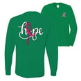thumbnail image 1 of Wild Bobby, Hope Breast Cancer Ribbon, Breast Cancer Awareness, Front and Back Mens Long Sleeve Shirt, Kelly, Small, 1 of 4