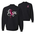 thumbnail image 1 of Wild Bobby, Hope Breast Cancer Ribbon, Breast Cancer Awareness, Front and Back Unisex Crewneck Graphic Sweatshirt, Black, Small, 1 of 4
