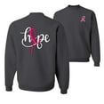 thumbnail image 1 of Wild Bobby, Hope Breast Cancer Ribbon, Breast Cancer Awareness, Front and Back Unisex Crewneck Graphic Sweatshirt, Charcoal, Medium, 1 of 4