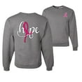 thumbnail image 1 of Wild Bobby, Hope Breast Cancer Ribbon, Breast Cancer Awareness, Front and Back Unisex Crewneck Graphic Sweatshirt, Heather Grey, X-Large, 1 of 4