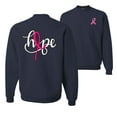 thumbnail image 1 of Wild Bobby, Hope Breast Cancer Ribbon, Breast Cancer Awareness, Front and Back Unisex Crewneck Graphic Sweatshirt, Navy, 3X-Large, 1 of 4
