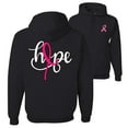 thumbnail image 1 of Wild Bobby, Hope Breast Cancer Ribbon, Breast Cancer Awareness, Front and Back Unisex Graphic Hoodie Sweatshirt, Black, Small, 1 of 4