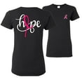 thumbnail image 1 of Wild Bobby, Hope Breast Cancer Ribbon, Breast Cancer Awareness, Front and Back Women Graphic Tees, Black, Small, 1 of 4