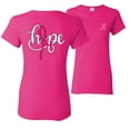 thumbnail image 1 of Wild Bobby, Hope Breast Cancer Ribbon, Breast Cancer Awareness, Front and Back Women Graphic Tees, Fuschia, Medium, 1 of 4