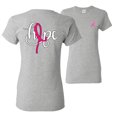 thumbnail image 1 of Wild Bobby, Hope Breast Cancer Ribbon, Breast Cancer Awareness, Front and Back Women Graphic Tees, Heather Grey, X-Large, 1 of 4