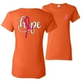thumbnail image 1 of Wild Bobby, Hope Breast Cancer Ribbon, Breast Cancer Awareness, Front and Back Women Graphic Tees, Orange, Small, 1 of 4