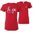 thumbnail image 1 of Wild Bobby, Hope Breast Cancer Ribbon, Breast Cancer Awareness, Front and Back Women Graphic Tees, Red, Medium, 1 of 4