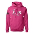 thumbnail image 1 of Wild Bobby Hope Breast Cancer Ribbon USA Flag Sleeve Breast Cancer Awareness Unisex Hoodie Sweatshirt, Fuschia, Large, 1 of 7